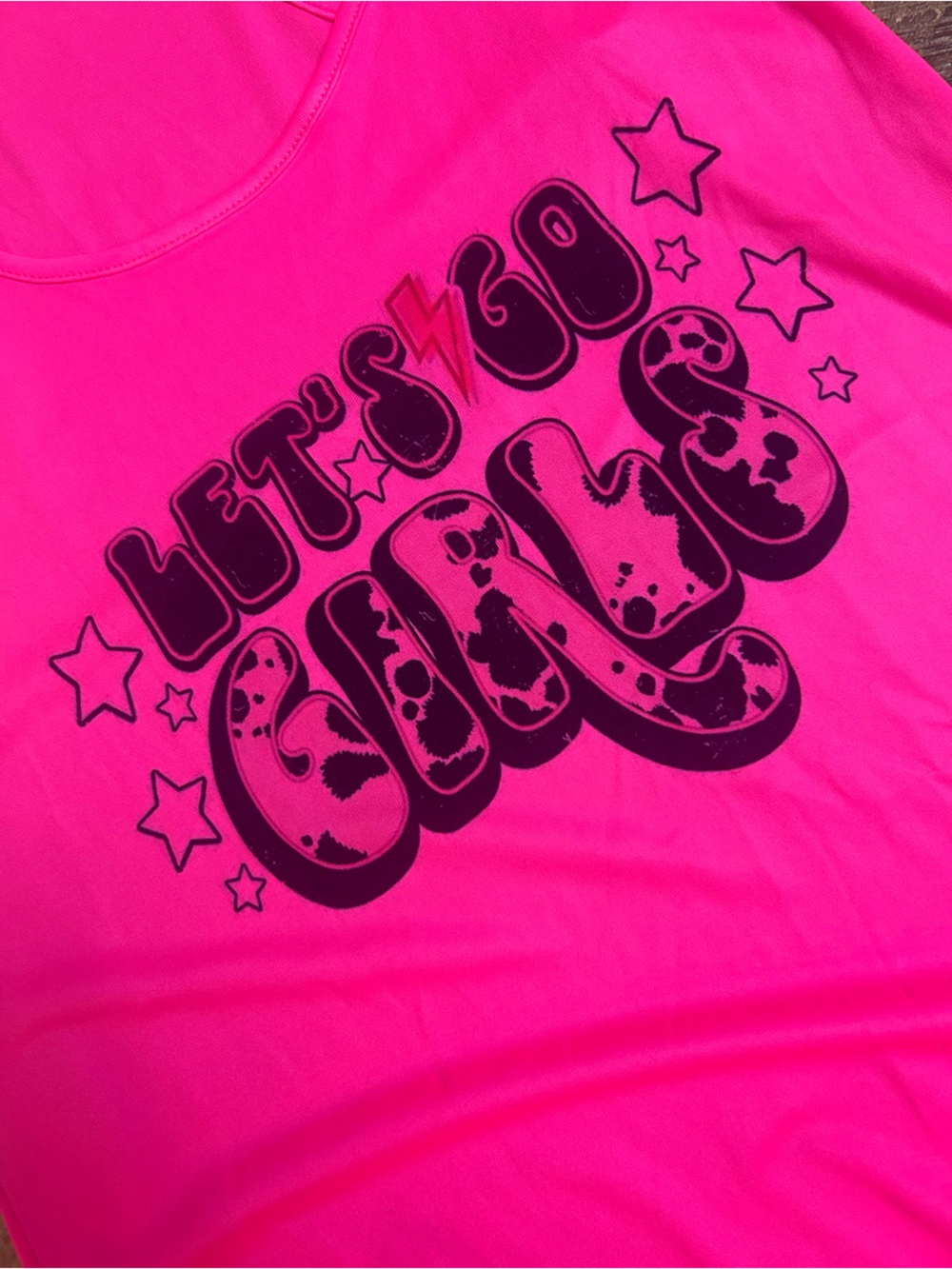 Sport-Tek Neon Pink Graphic Tank with Black Print